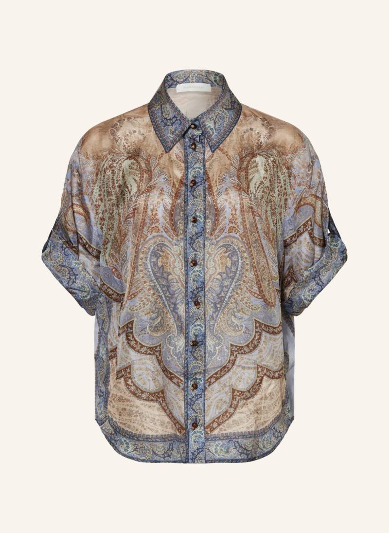 Zimmermann Hemdbluse Wanderlust Aus Seide blau von Zimmermann