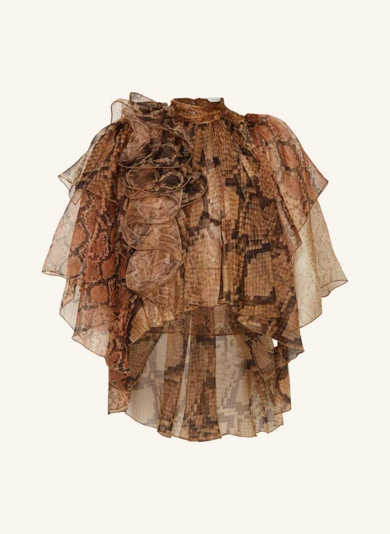 Zimmermann Schluppenbluse Aus Seide Mit Volants braun von Zimmermann