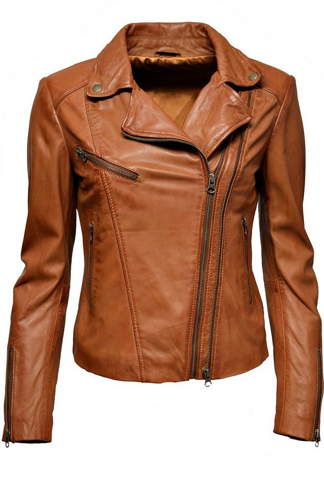 Zimmert Leather Lederjacke Bebie washed, Biker, Reverskragen, weiches Leder, Cognac, Braun, Schwarz, Grau, Dunkelrot von Zimmert Leather