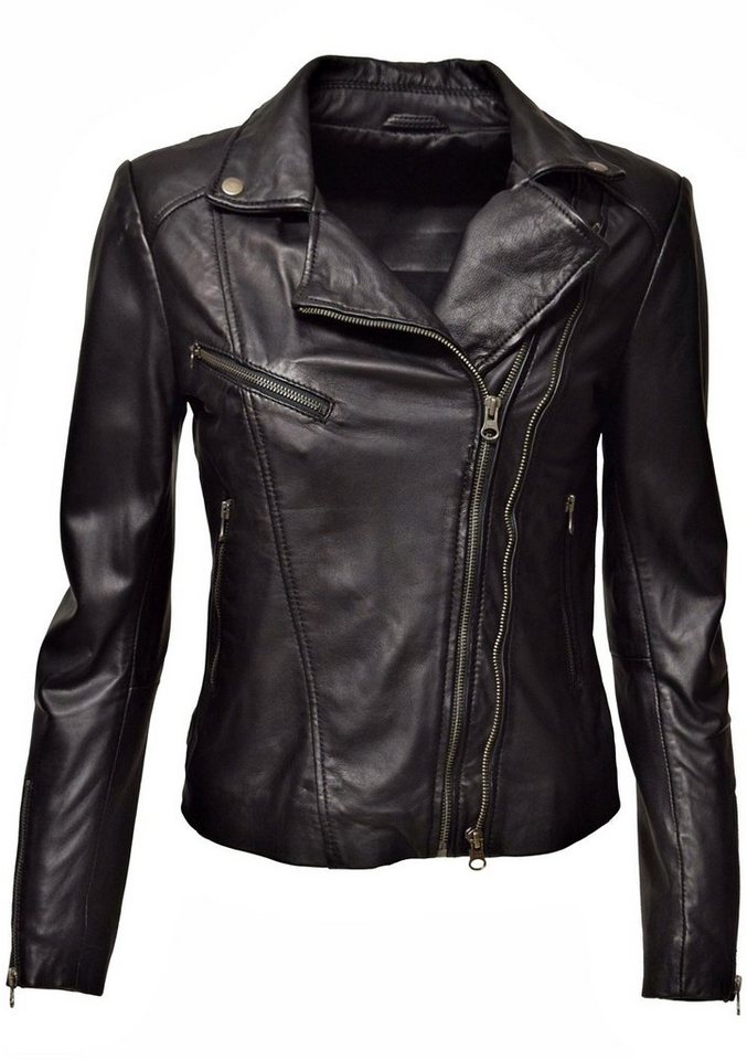 Zimmert Leather Lederjacke Bebie washed, Biker, Reverskragen, weiches Leder, Cognac, Braun, Schwarz, Grau, Dunkelrot von Zimmert Leather