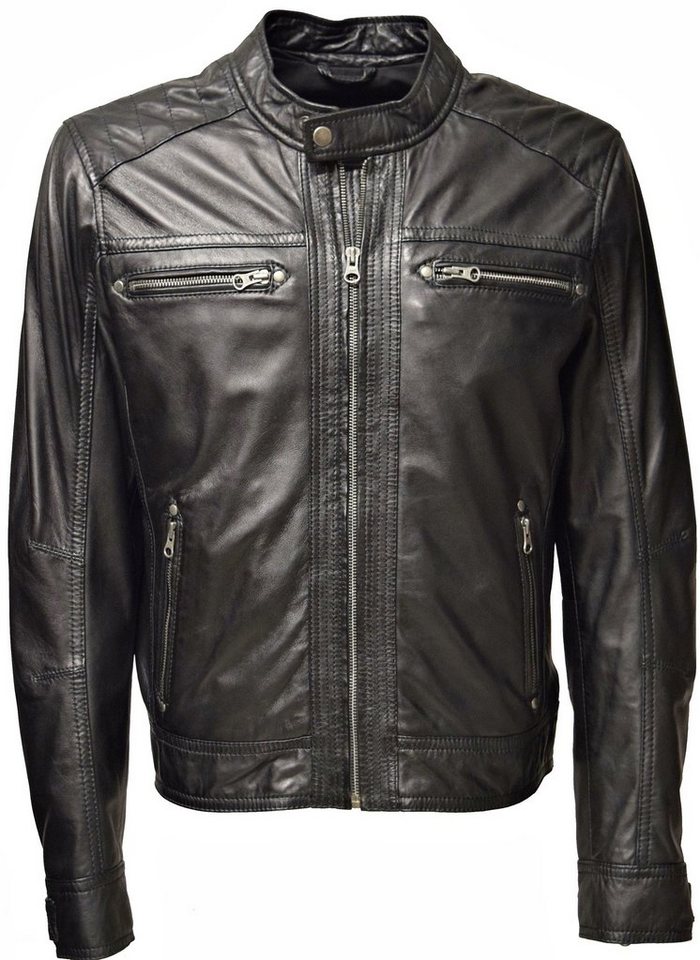 Zimmert Leather Lederjacke Franco washed Lammnappa, Cognac, Braun, Schwarz, Kurzgrößen von Zimmert Leather