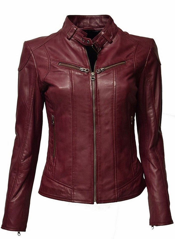 Zimmert Leather Lederjacke Frida washed Lammnappa Leder, Stehkragen, Cognac, Braun, Schwarz, Rot, Gelb, Stein, Anthrazit von Zimmert Leather