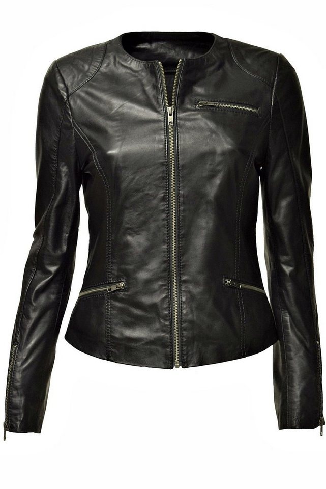 Zimmert Leather Lederjacke Kim Kragenlos, leichtes und weiches Leder von Zimmert Leather