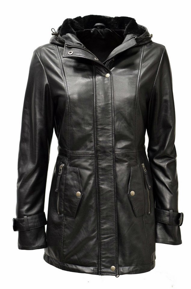 Zimmert Leather Lederjacke Manja Lederparka Kapuze Cognac, Braun, Schwarz von Zimmert Leather