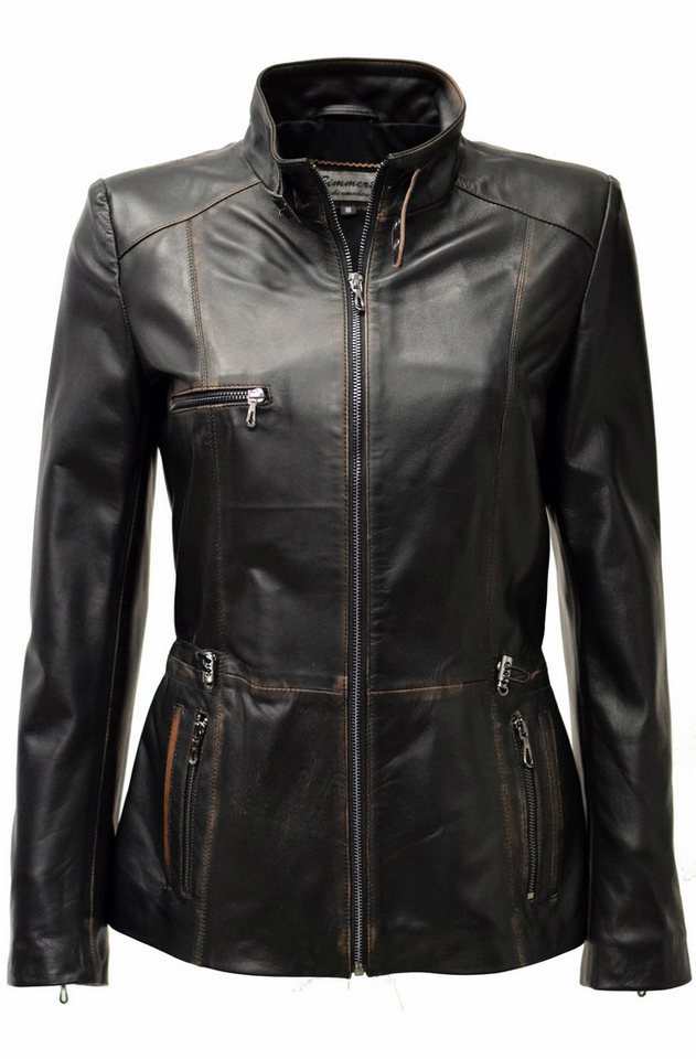 Zimmert Leather Lederjacke Ressi Lammnappa Fine, Schwarz alligator Waschung von Zimmert Leather