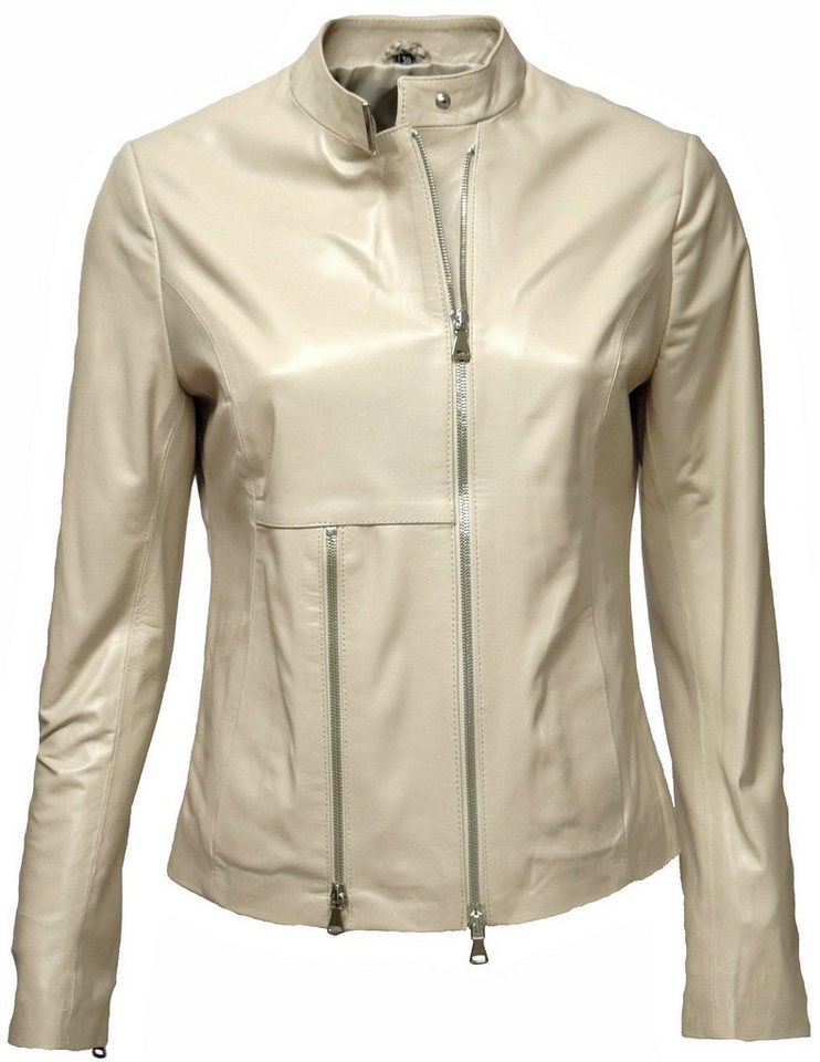 Zimmert Leather Lederjacke Sofia handschuhweiches Lammnappa, Schwarz, Creme, Beige, Weiß von Zimmert Leather