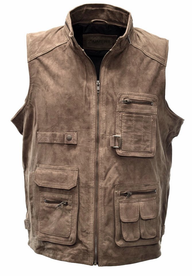 Zimmert Leather Lederweste Julius Schwarz, weiches Lammnappa Leder, viele Taschen von Zimmert Leather