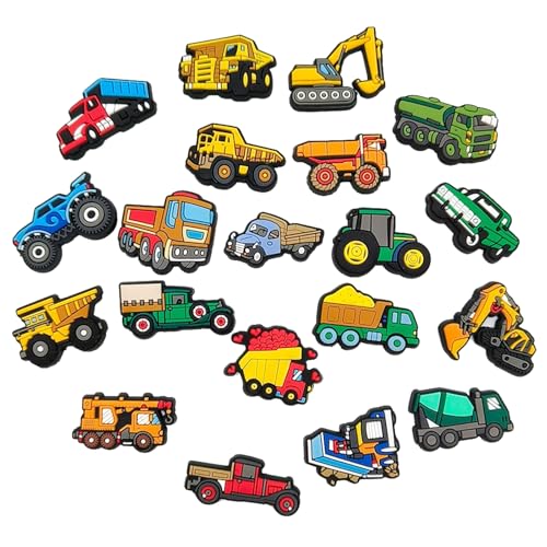 20 Vielseitige Schuhanstecker in Bagger-Form - Hochwertige PVC Schuh-Charm für Crocs, Jibbitz kompatible, lustige und einzigartige Crocs Pins für Kinder und Erwachsene von Zimoer