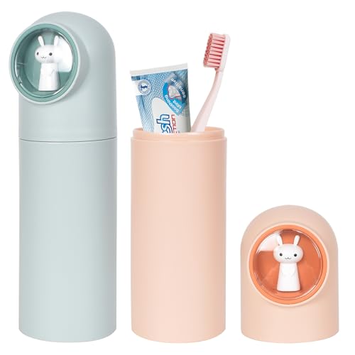 Zimoer 2 Stück Zahnbürsten Etui für Kinder, Tragbares Reise Zahnbürsten Abdeckung Staubschutz Zahnbürstenhülle Zahnbürsten Box Aufbewahrungshalter für Zuhause Camping Wandern Schule (Orange + Grün 2) von Zimoer