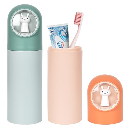 Zimoer 2 Stück Zahnbürsten Etui für Kinder, Tragbares Reise Zahnbürsten Abdeckung Staubschutz Zahnbürstenhülle Zahnbürsten Box Aufbewahrungshalter für Zuhause Camping Wandern Schule (Orange + Grün) von Zimoer