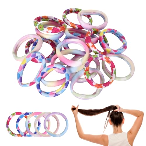 Zimoer 20 Stück Starke Elastische Haargummis, Dehnbares Pferdeschwanz Halter, Nahtlose Haargummis, Zopfgummi Haargummis Mädchen, Haar Gummibänder Haar Bobbles für Dickes Glattes Lockiges Haar von Zimoer