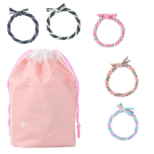 Zimoer 25 Stück Haargummis Damen - Extra Dicke Geflochtene Scrunchies für Zöpfe & Pferdeschwanz (5.5cm, Bunt) - Hochwertige Nylon Haargummis mit Doppelfarben Design von Zimoer