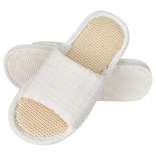 Zimoer Hausschuhe Damen Herren Pantoffeln Rutschfest Baumwolle und Leinen Material Slippers atmungsaktive Ideal für Frühling Sommer Gästehausschuhe Hotel Home Spa, Innenbereich von Zimoer