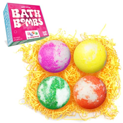 4 x großes Badebomben-Geschenk-Set von Zimpli Gifts, perfekt für feuchtigkeitsspendende Haut, handgefertigt, schwimmendes Spa-Set, Geburtstagsgeschenke für Frauen, vegan und tierversuchsfrei 4 x großes Badebomben-Geschenk-Set von Zimpli Gifts, perfekt für feuchtigkeitsspendende Haut, handgefertigt, schwimmendes Spa-Set, Geburtstagsgeschenke für Frauen, vegan und tierversuchsfrei von Zimpli Gifts
