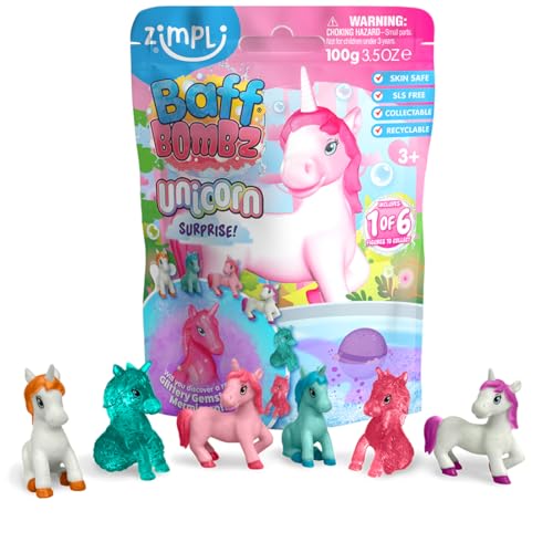 Große Einhorn Überraschung Badebombe von Zimpli Kids, 6 Überraschungs Einhorn Spielzeug zum Sammeln, Kinder Fizzing Geschenkset, Strumpffüller Spielzeug, für Jungen & Mädchen von Zimpli Kids