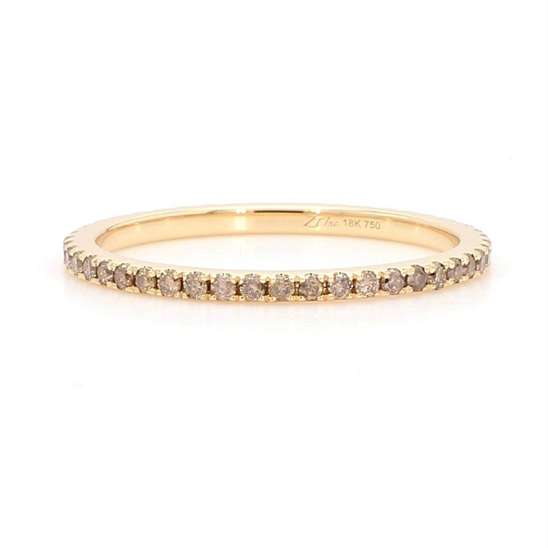 18K Gold Champagner Diamant Eternity Band Micro Pavé Ehering 18K Gold Champagner Diamant Eternity Band Micro Pavé Ehering von ZinaFineJewelry