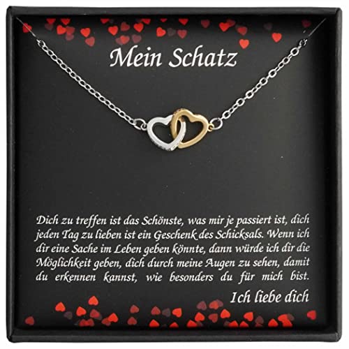 ZINELLO DESIGN - Personalisierte Halskette für Frauen mit einem Anhänger in Form von ineinander verschlungenen Herzen, die eine Liebesbotschaft für Ihren Schatz, Ihre Frau oder Ihren Partner enthalten von Zinello Design