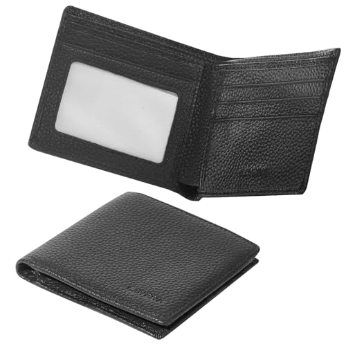 ZingZaak Schlanke minimalistische Herren Geldbörse - Premium Litchi-Grain-Leder, mehrere Fächer, horizontale & vertikale Optionen, Vater, Freund (horizontal, schwarz) von ZingZaak