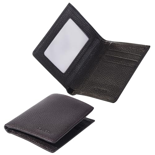 ZingZaak Schlanke minimalistische Herren Geldbörse - Premium Litchi-Grain-Leder, mehrere Fächer, horizontale & vertikale Optionen, Vater, Freund (vertikal, Dunkelbraun) von ZingZaak