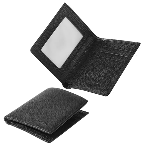 ZingZaak Schlanke minimalistische Herren Geldbörse - Premium Litchi-Grain-Leder, mehrere Fächer, horizontale & vertikale Optionen, Vater, Freund (vertikal, schwarz) von ZingZaak