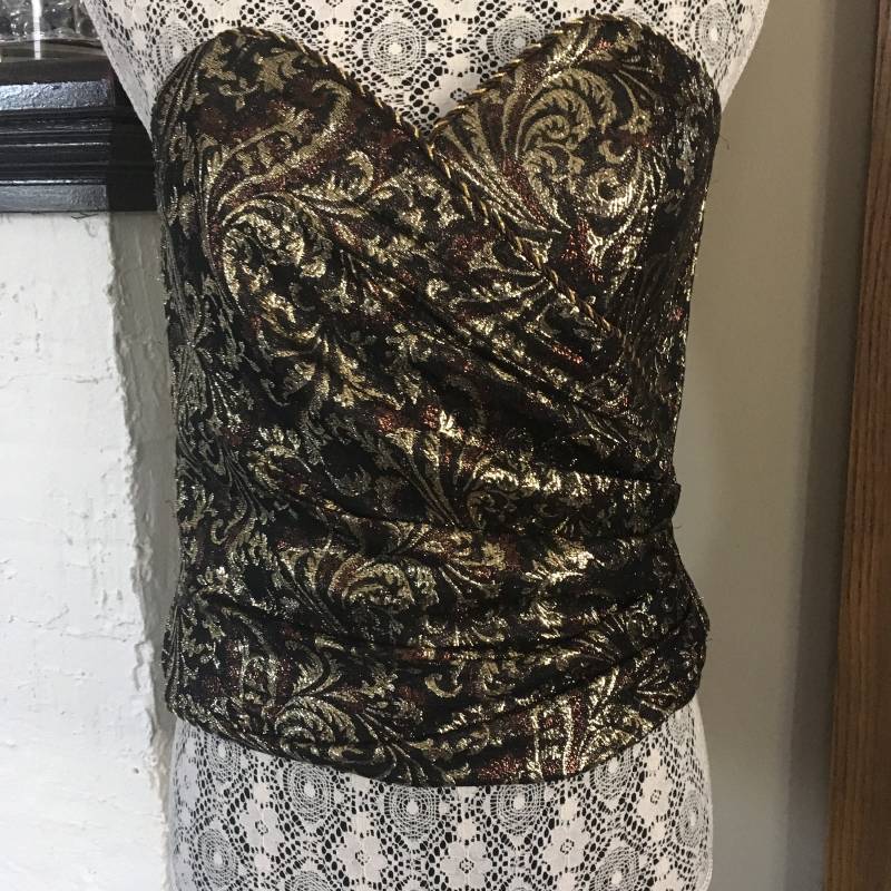 1980Er Jahre Alfred Sung Wickel-Bustier in Goldlame von ZingaraEmporium