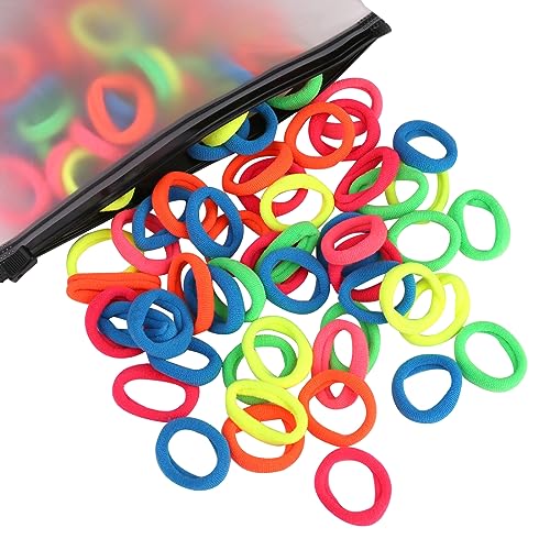 Zingso Baby Haargummi Mädchen, 100 Stuck Mini Weiche Nylon Haarschleifen Haarbänder Mädchen Kinder Haargummi Zopfgummis Mädchen Hair Ties Kleine Haargummis für Klein Mädchen Reichliche Farbwahl von Zingso