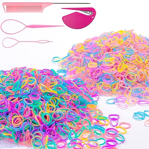 Zingso Kleine Haargummis Dünne Haargummis, 2000 Stück Mini Haargummis Mädchen Durchsichtige Haargummis Klein Dünn Mähnengummis Pferd Haare Flechten Gummiband für Kinder Mädchen Frauen Haarstyling von Zingso