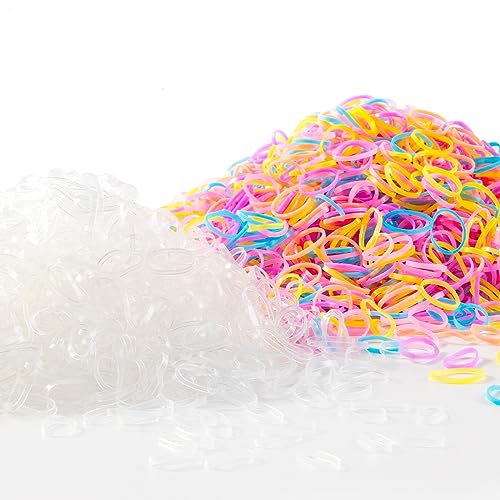 Zingso Kleine Haargummis Dünne Haargummis, 2000 Stück Mini Haargummis Mädchen Durchsichtige Haargummis Klein Dünn Mähnengummis Pferd Haare Flechten Gummiband für Kinder Mädchen Frauen Haarstyling von Zingso