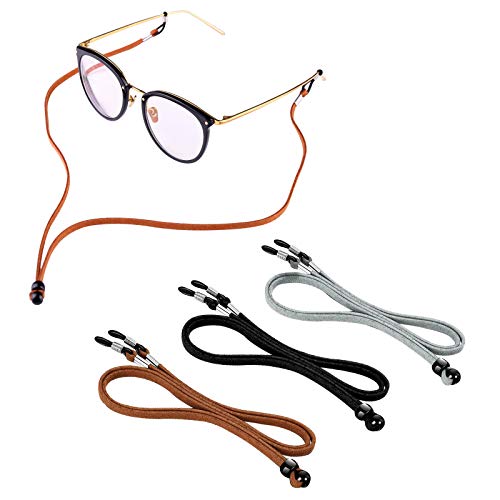 3 Stück Brillenband Sport schwimmfähig, PU Leder Brillenkordel Brillenbänder Brillenkette Anti-Rutsch Eyewear Strap für Lesebrille, Sonnenbrille und Sport von Zingso