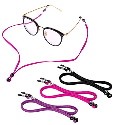 3 Stück Brillenband Sport schwimmfähig, PU Leder Brillenkordel Brillenbänder Brillenkette Anti-Rutsch Eyewear Strap für Lesebrille, Sonnenbrille und Sport von Zingso