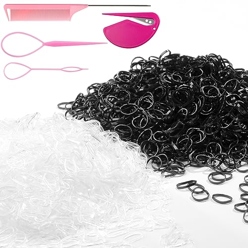 Zingso Kleine Haargummis Dünne Haargummis, 2000 Stück Mini Haargummis Mädchen Durchsichtige Haargummis Klein Dünn Mähnengummis Pferd Haare Flechten Gummiband für Kinder Mädchen Frauen Haarstyling von Zingso