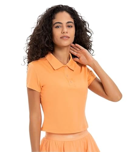 Zingther Damen Ice Silk Cool Kurzarm Crop Tops Athletic Cropped Poloshirts für Tennis, Golf, Laufen und Tanzen, Orange, S Short Zingther Damen Ice Silk Cool Kurzarm Crop Tops Athletic Cropped Poloshirts für Tennis, Golf, Laufen und Tanzen, Orange, S Short von Zingther
