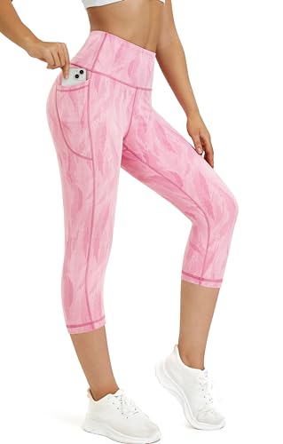 Zinmore Damen Hohe Taille Bauchkontrolle Bedruckte Yogahose Trainingshose Workout Pants Leggings mit Taschen Pink XL Zinmore Damen Hohe Taille Bauchkontrolle Bedruckte Yogahose Trainingshose Workout Pants Leggings mit Taschen Pink XL von Zinmore