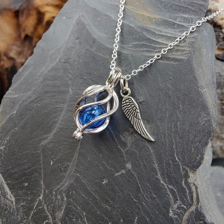 Engelrufer Sterling Silber Mit Glasperle Zum Selber Füllen, Urnenschmuck von ZinouMinimanufaktur