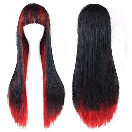 Zinsale 27 "Lang Lockig Farbverlauf bunt Cosplay Perücken Natürlich Hitzebeständig Synthetik Lolita Anime Haarteil (06) von Zinsale