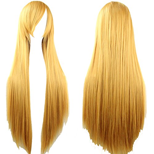 Zinsale 32 "Lange Gerade Cosplay Perücken Natürliche Hitzebeständige Synthetische Lolita Anime Haarteil (Gelb) von Zinsale