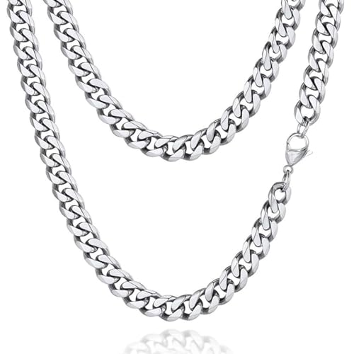 Zinvefa Herren Halskette Silberkette Panzerkette Damen, 3/5/7/9mm Klassische Edelstahl Herren Silber Kette Länge 50/55/60cm Zinvefa Herren Halskette Silberkette Panzerkette Damen, 3/5/7/9mm Klassische Edelstahl Herren Silber Kette Länge 50/55/60cm von Zinvefa
