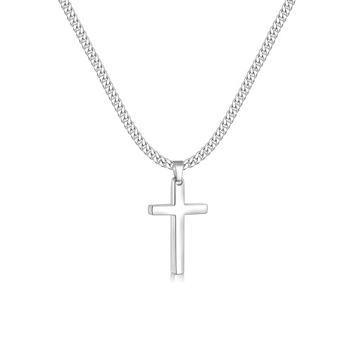 Zinvefa Kreuz Kette Herren Edelstahl Anhänger Kreuz Halskette Silber/Schwarz/Gold,Anhänger 15 * 28mm - 50 * 30mm von Zinvefa