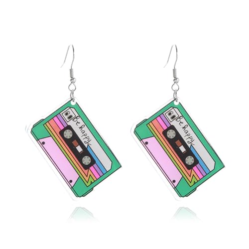 80er Ohrringe für Frauen hängen Neon Kassette Vintage Retro Party Schmuck Kleidung Geschenk mutige Farben von Zinx