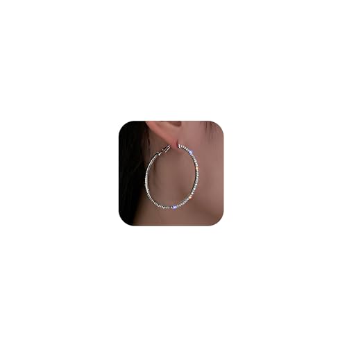 Big Hoop Ohrringe für Frauen Strass Hoop Ohrringe funkelnde Prom Hochzeitsschmuck Gold Strass Ohrring Bling Große Reifen Ohrring Trendy von Zinx