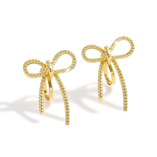 Bogen Ohrringe für Frauen Gold Perlen Clip auf Weihnachten Ohrringe Trendy Sachen für Frauen 2025 von Zinx