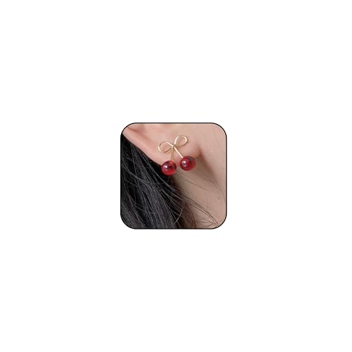 Cherry Bow Ohrringe für Frauen Strass Cherry Stud Ohrringe 3D Red Cherrys Ohrring Angle Frucht Ohrring für Frauen Cherrys Schmuck Geschenke von Zinx
