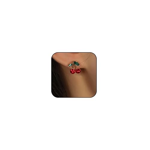 Cherry Bow Ohrringe für Frauen Strass Cherry Stud Ohrringe 3D Red Cherrys Ohrring Angle Frucht Ohrring für Frauen Cherrys Schmuck Geschenke von Zinx