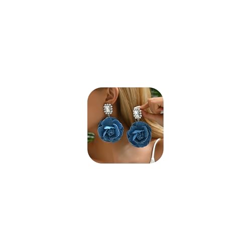 Denim Blumen Ohrringe für Frauen Blaue Blumen Ohrringe Schmuck Accessoires Boho Schmuck Geschenke von Zinx
