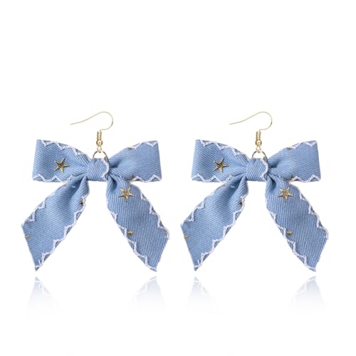 Denim Ohrringe für Frauen Denim Bow Dangle Ohrringe Blaue Jean Ohrring Denims Schmuck Accessoires Denims Kleid für Frauen von Zinx