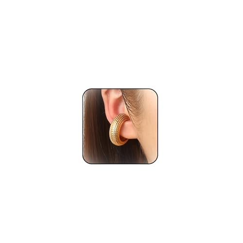 Ear Cuff für Damen Fake Piercing Ohrmanschette Ohrringe Gold Knorpel Ohrringe Clip Ohrklemme Gold Funkelnde RundeHuggie Ohrringe Ohne Ohrloch-1 Pcs von Zinx