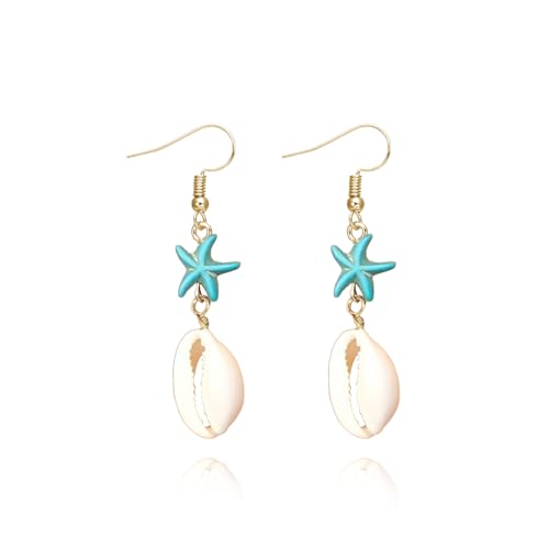 Frauen Seestern Ohrringe Türkis Shell Pearl Dangle Schmuck für Strandurlaub Sommer Outfits von Zinx