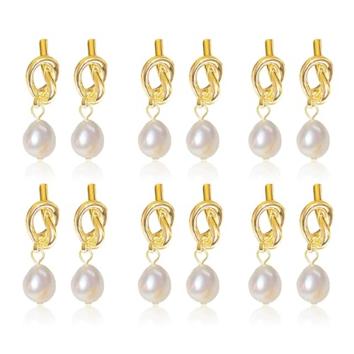 Gold Knot Perle Ohrringe für Brautjungfern Vorschlag Geschenke Hochzeitsfeier Schmuck Set Brautjungfern Box Stuffers Zubehör von Zinx