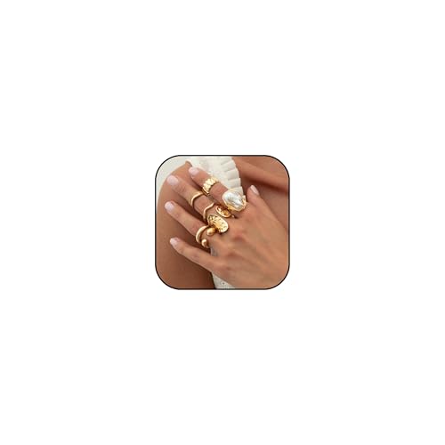 Goldringe für Frauen Chunky Statement Ringe Stapelbarer Knuckle Ring Set Schmuckgeschenk für sie von Zinx