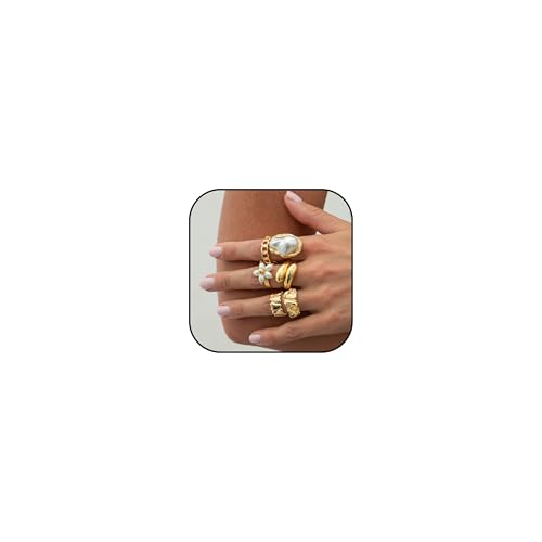 Goldringe für Frauen Chunky Statement Ringe Stapelbarer Knuckle Ring Set Schmuckgeschenk für sie von Zinx